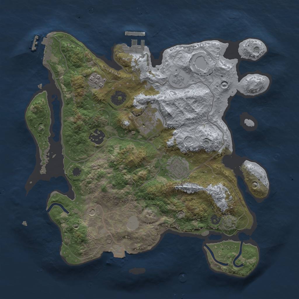 Rust Map: Procedural Map, Size: 3000, Seed: 1015074264, 12 Monuments