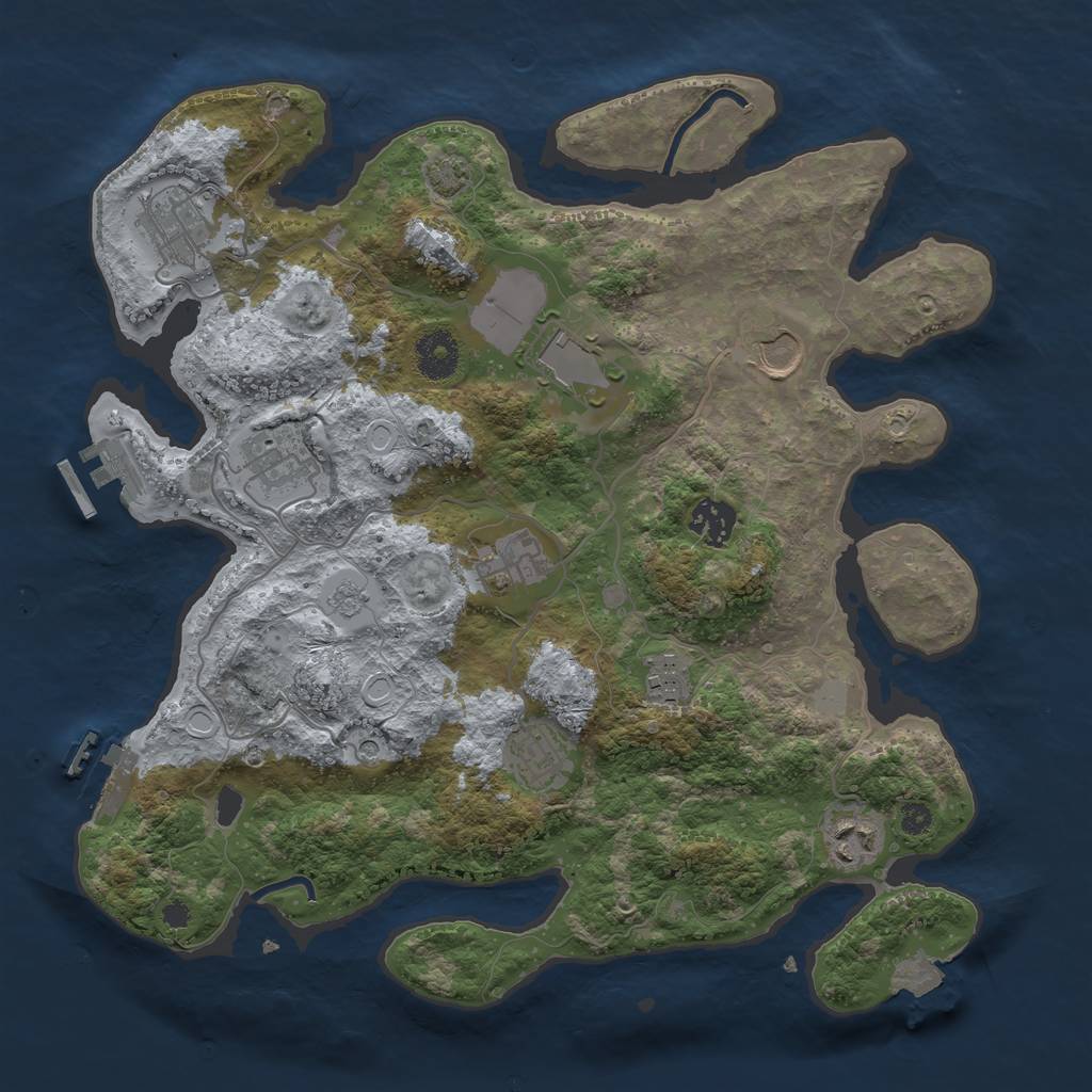 Rust Map: Procedural Map, Size: 3500, Seed: 4922588, 17 Monuments