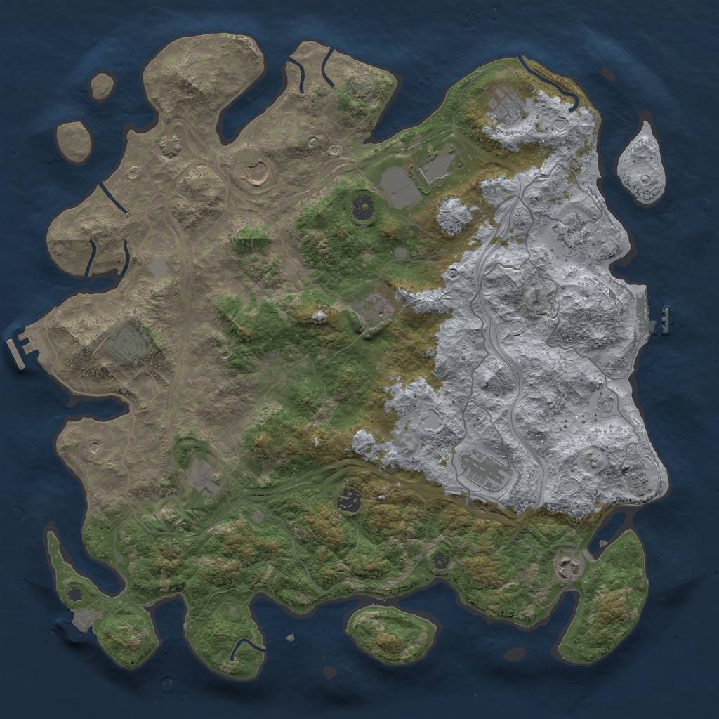 Rust Map: Procedural Map, Size: 4500, Seed: 1994519423, 19 Monuments