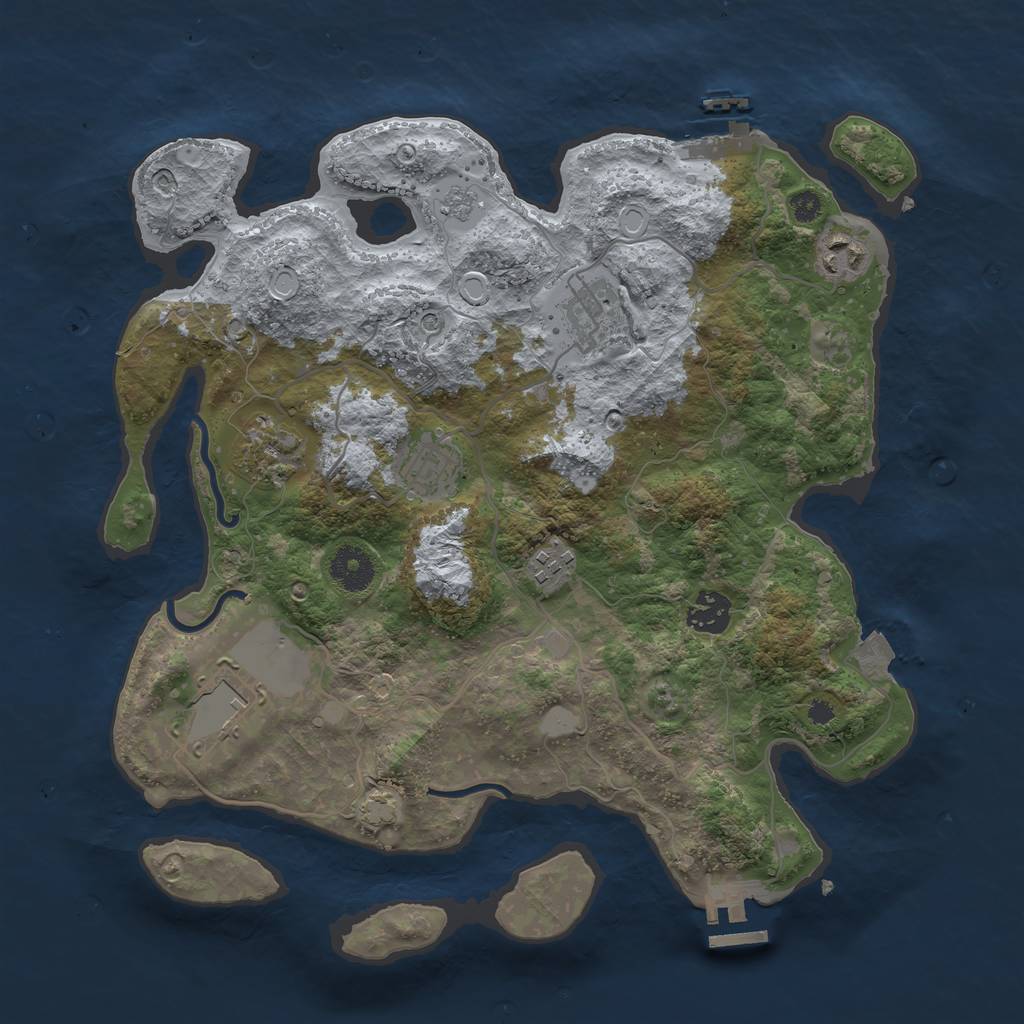 Rust Map: Procedural Map, Size: 3500, Seed: 456230, 15 Monuments