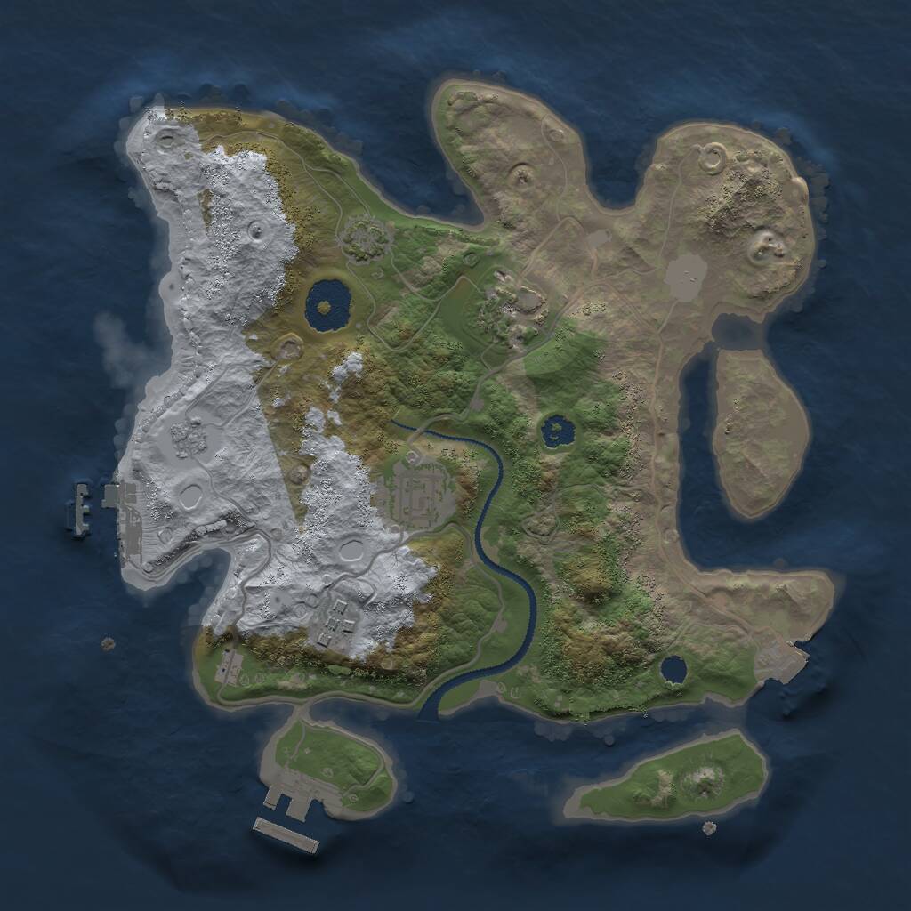 Rust Map: Procedural Map, Size: 2750, Seed: 1274929222, 8 Monuments