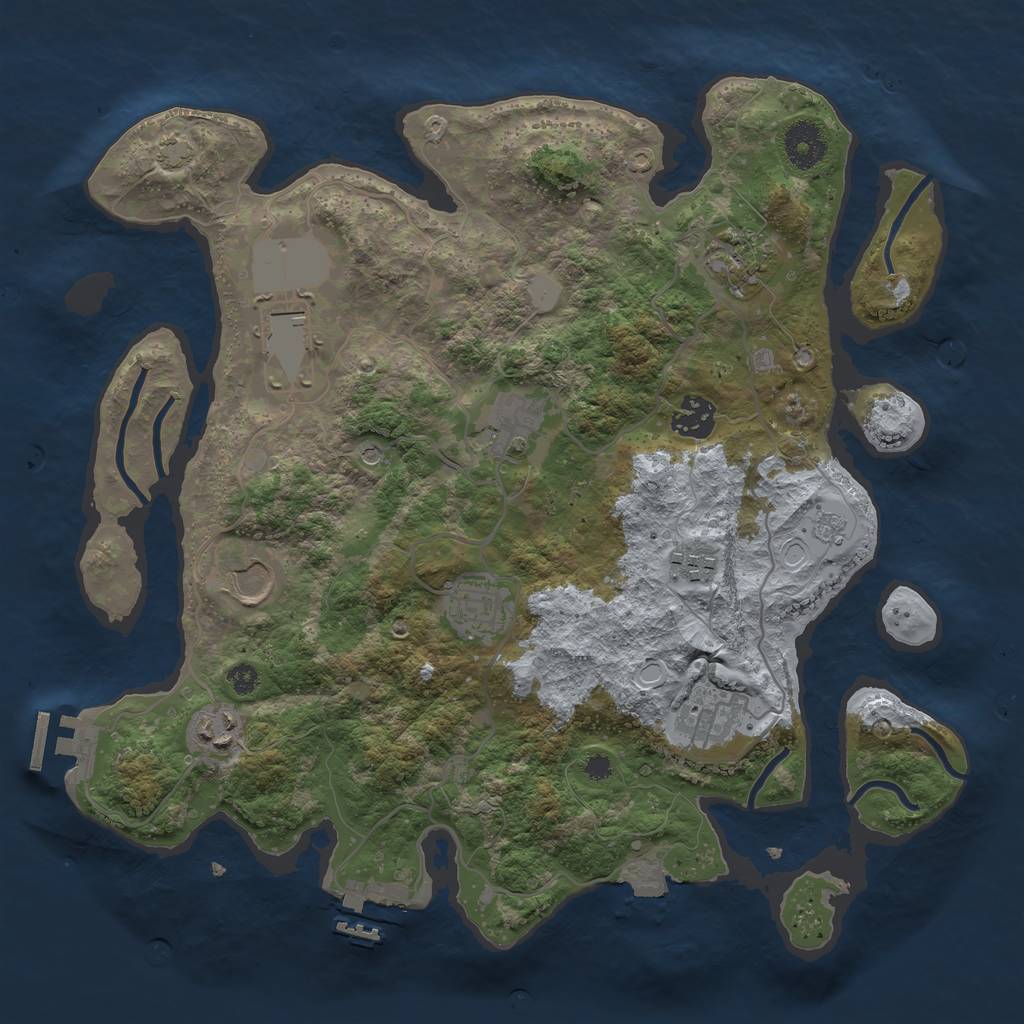 Rust Map: Procedural Map, Size: 3500, Seed: 905159937, 17 Monuments