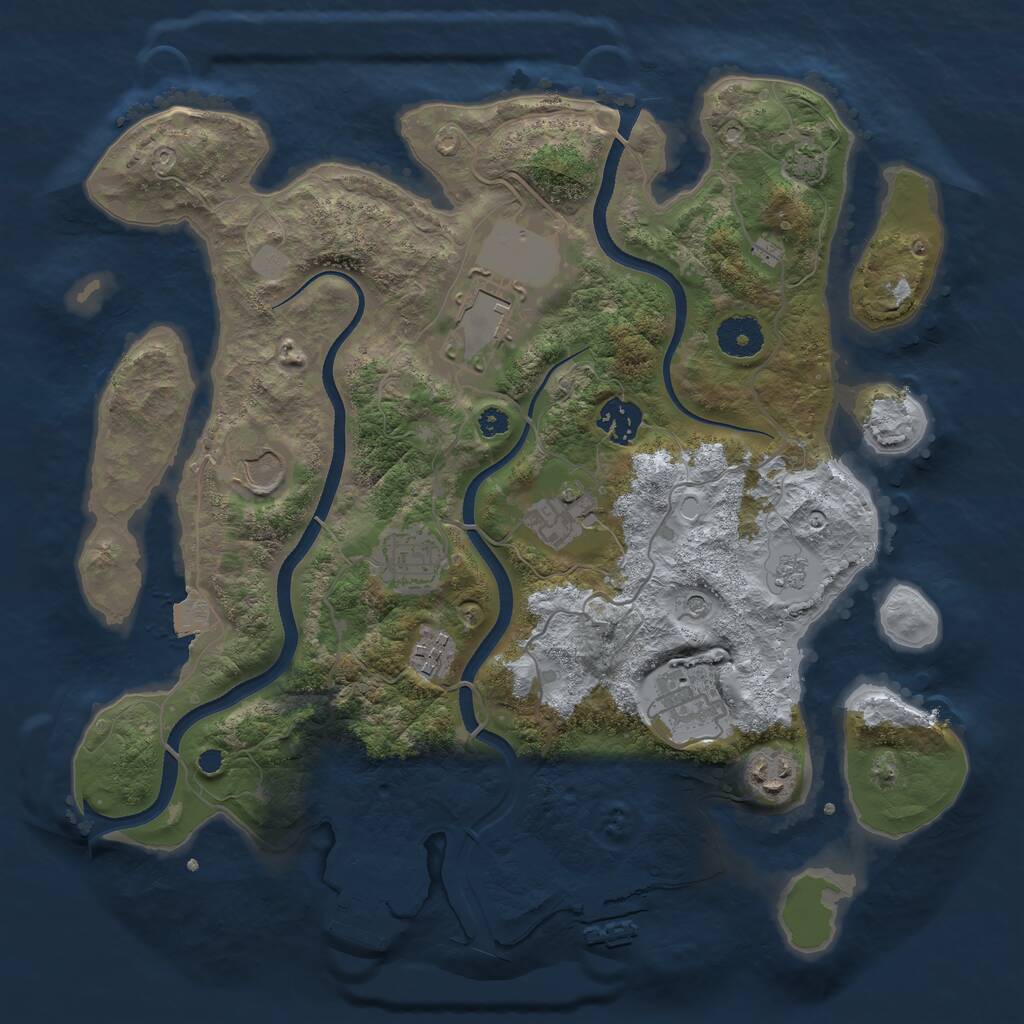 Rust Map: Procedural Map, Size: 3500, Seed: 905159937, 16 Monuments