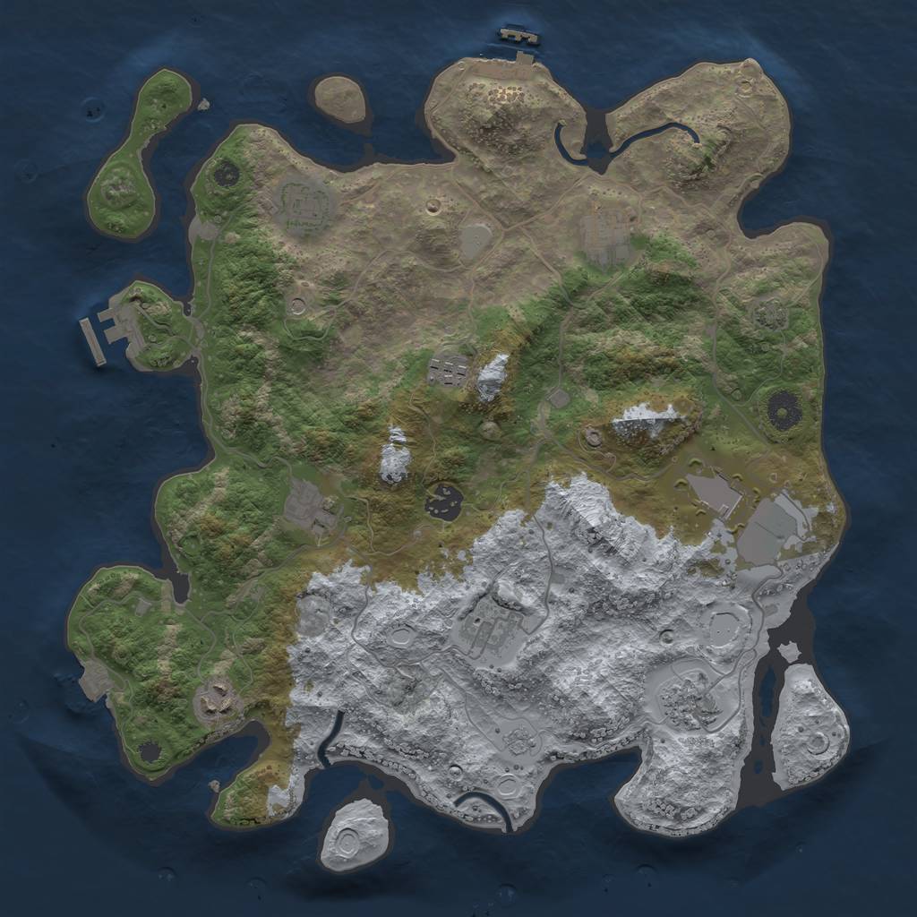 Rust Map: Procedural Map, Size: 3750, Seed: 1231330680, 17 Monuments