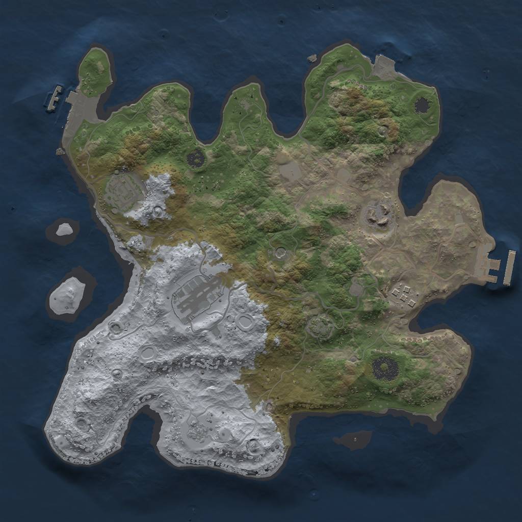 Rust Map: Procedural Map, Size: 3000, Seed: 1817029388, 12 Monuments