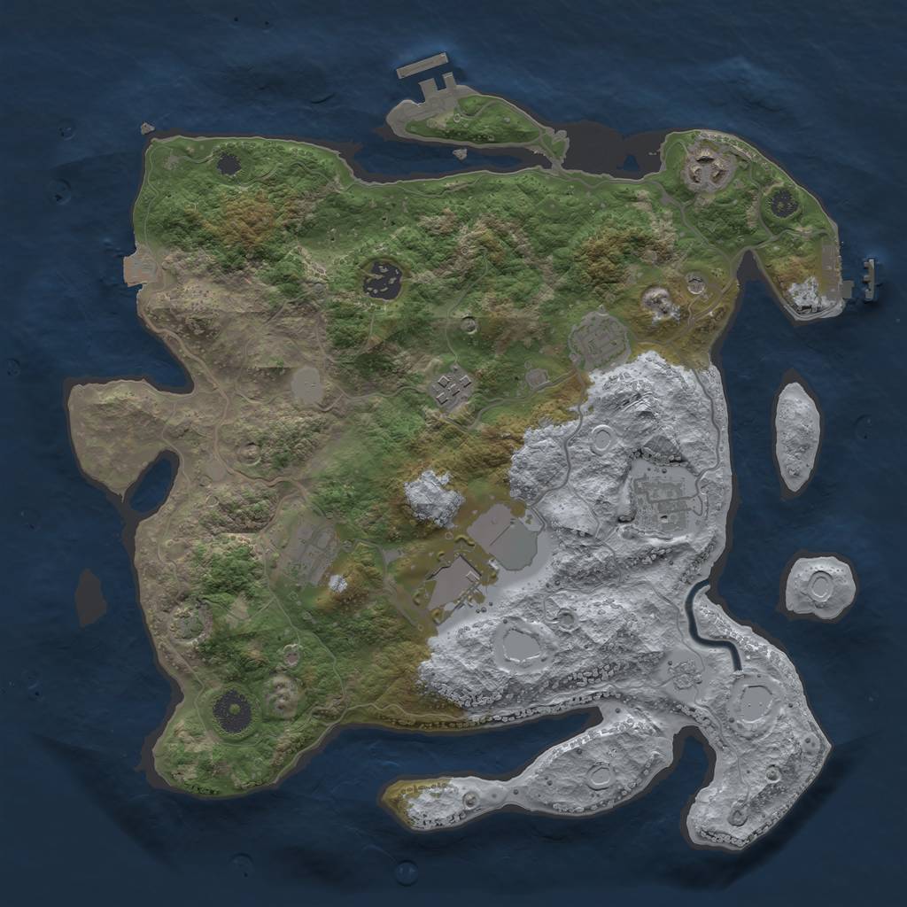 Rust Map: Procedural Map, Size: 3500, Seed: 12503, 15 Monuments