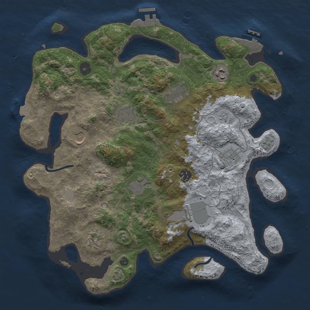 Rust Map: Procedural Map, Size: 3750, Seed: 456321, 18 Monuments