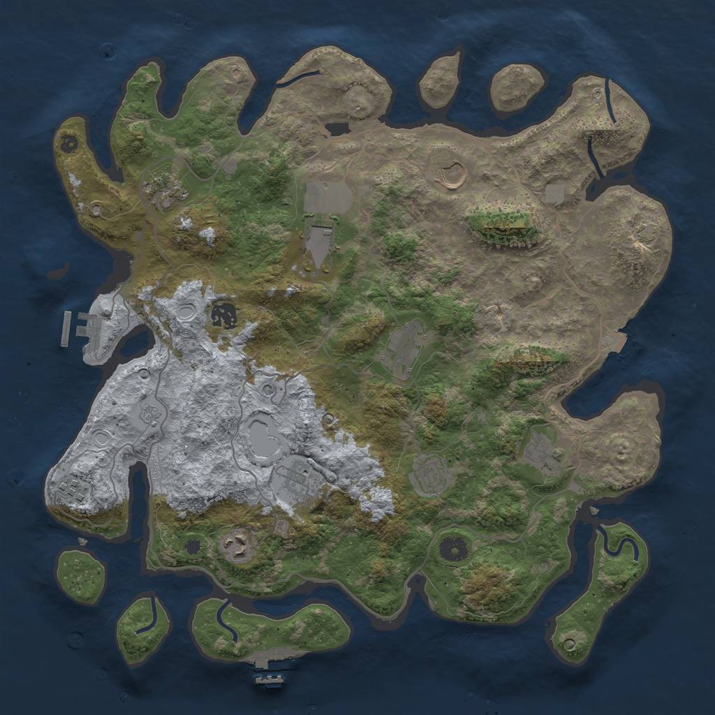 Rust Map: Procedural Map, Size: 4000, Seed: 60565, 18 Monuments