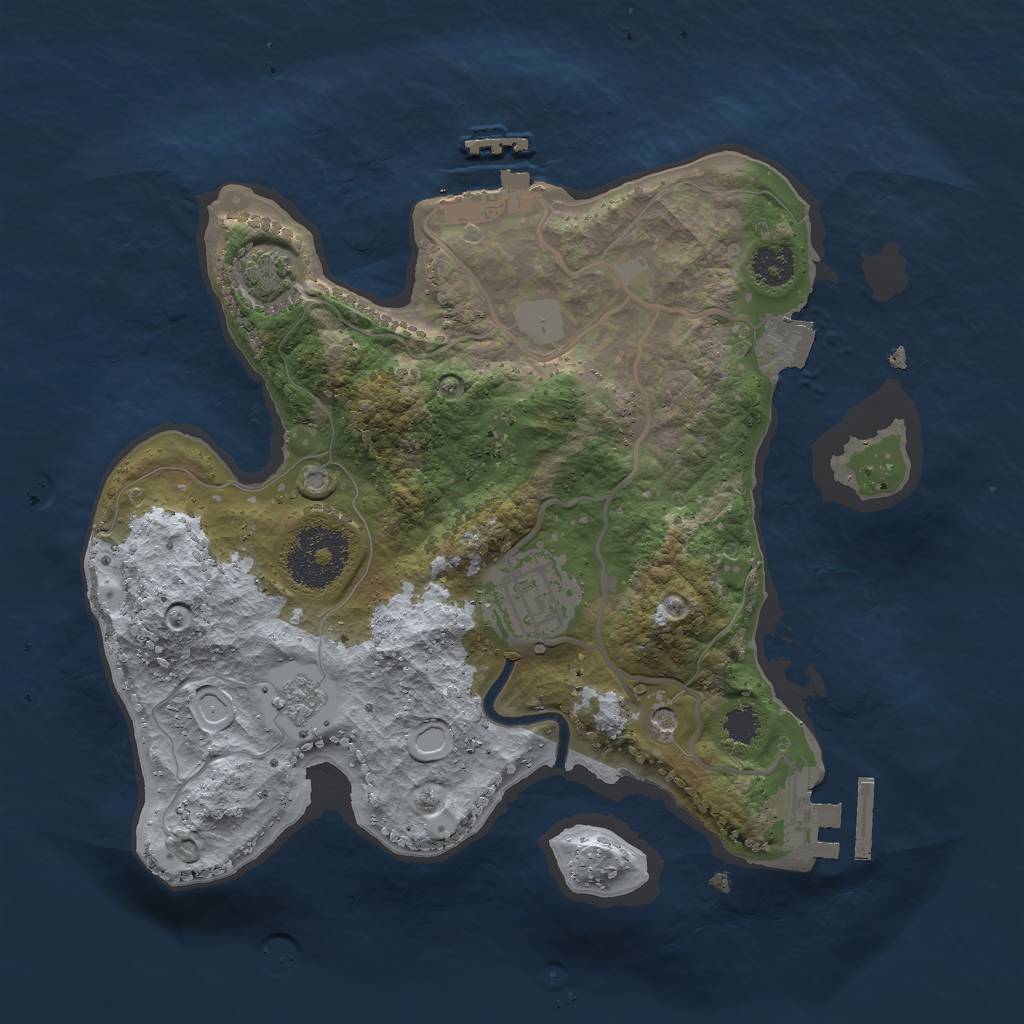 Rust Map: Procedural Map, Size: 2500, Seed: 2027488745, 9 Monuments