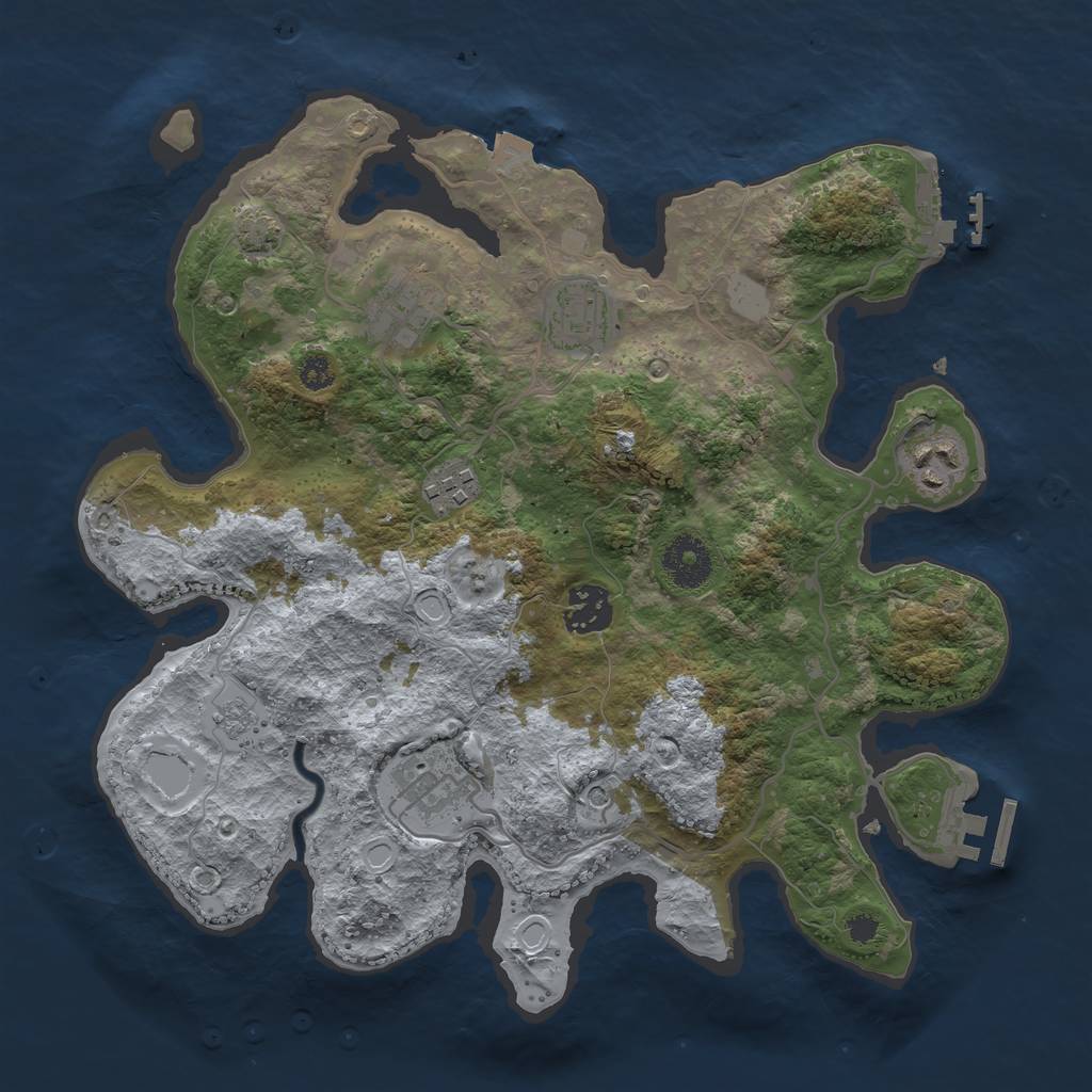 Rust Map: Procedural Map, Size: 3250, Seed: 270080048, 14 Monuments