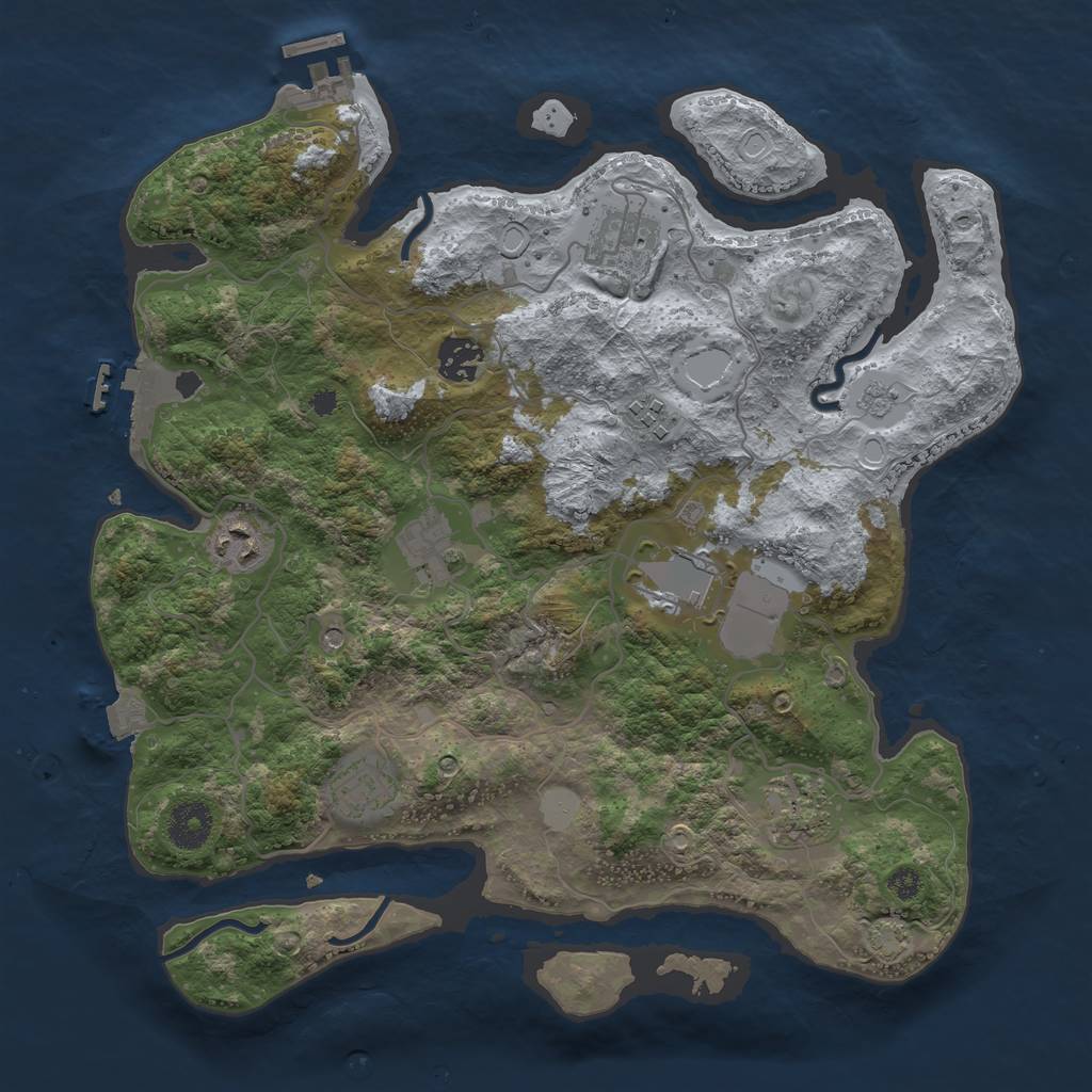 Rust Map: Procedural Map, Size: 3500, Seed: 25271595, 16 Monuments