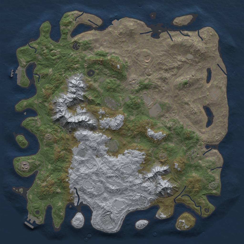 Rust Map: Procedural Map, Size: 5000, Seed: 413245, 19 Monuments