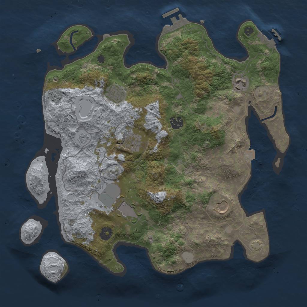 Rust Map: Procedural Map, Size: 3500, Seed: 4874, 14 Monuments