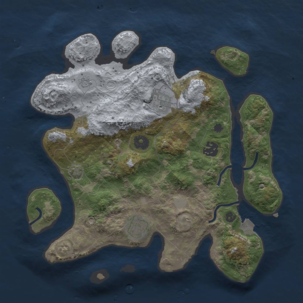 Rust Map: Procedural Map, Size: 3000, Seed: 29744, 8 Monuments