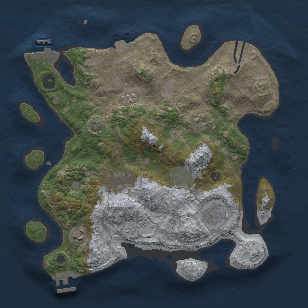 Rust Map: Procedural Map, Size: 3300, Seed: 848279477, 14 Monuments