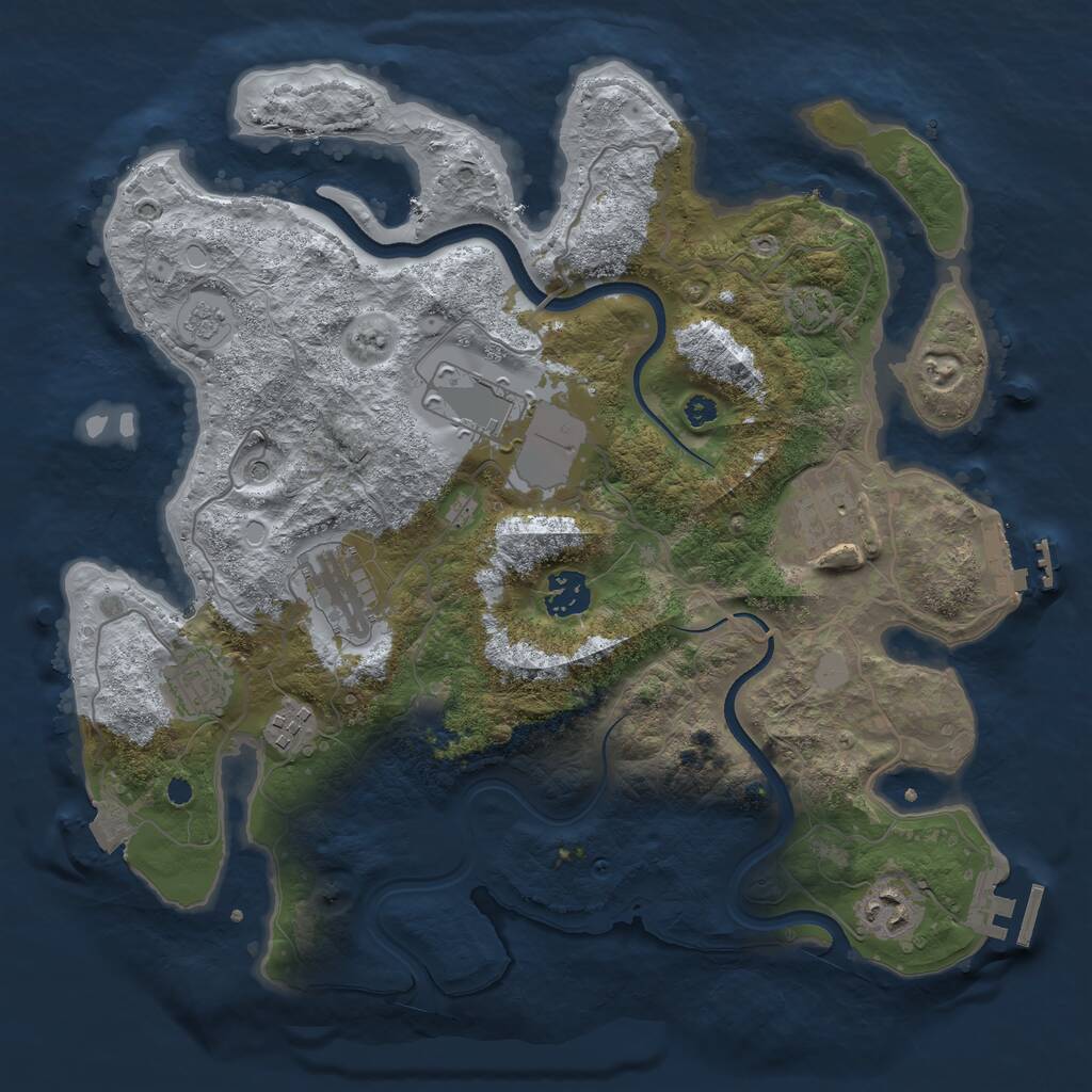 Rust Map: Procedural Map, Size: 3500, Seed: 214781262, 13 Monuments