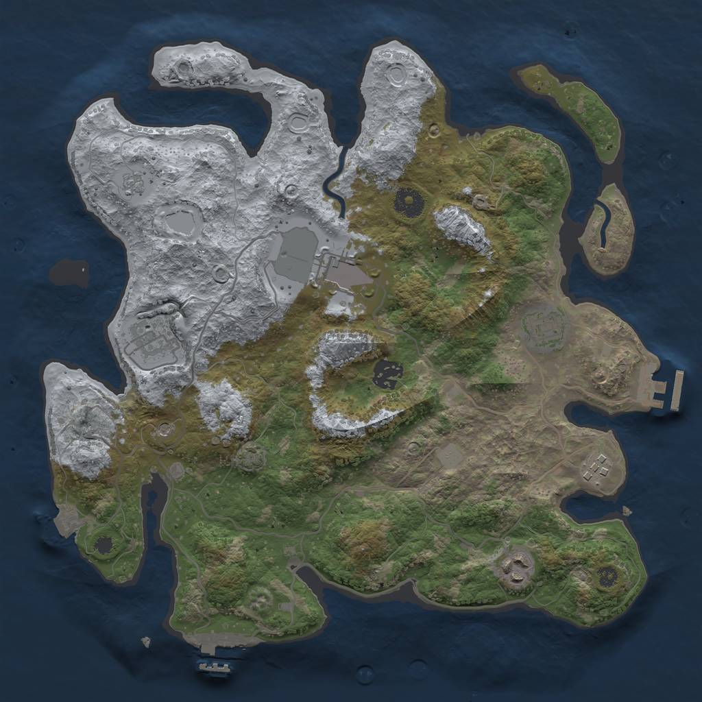 Rust Map: Procedural Map, Size: 3500, Seed: 214781262, 14 Monuments