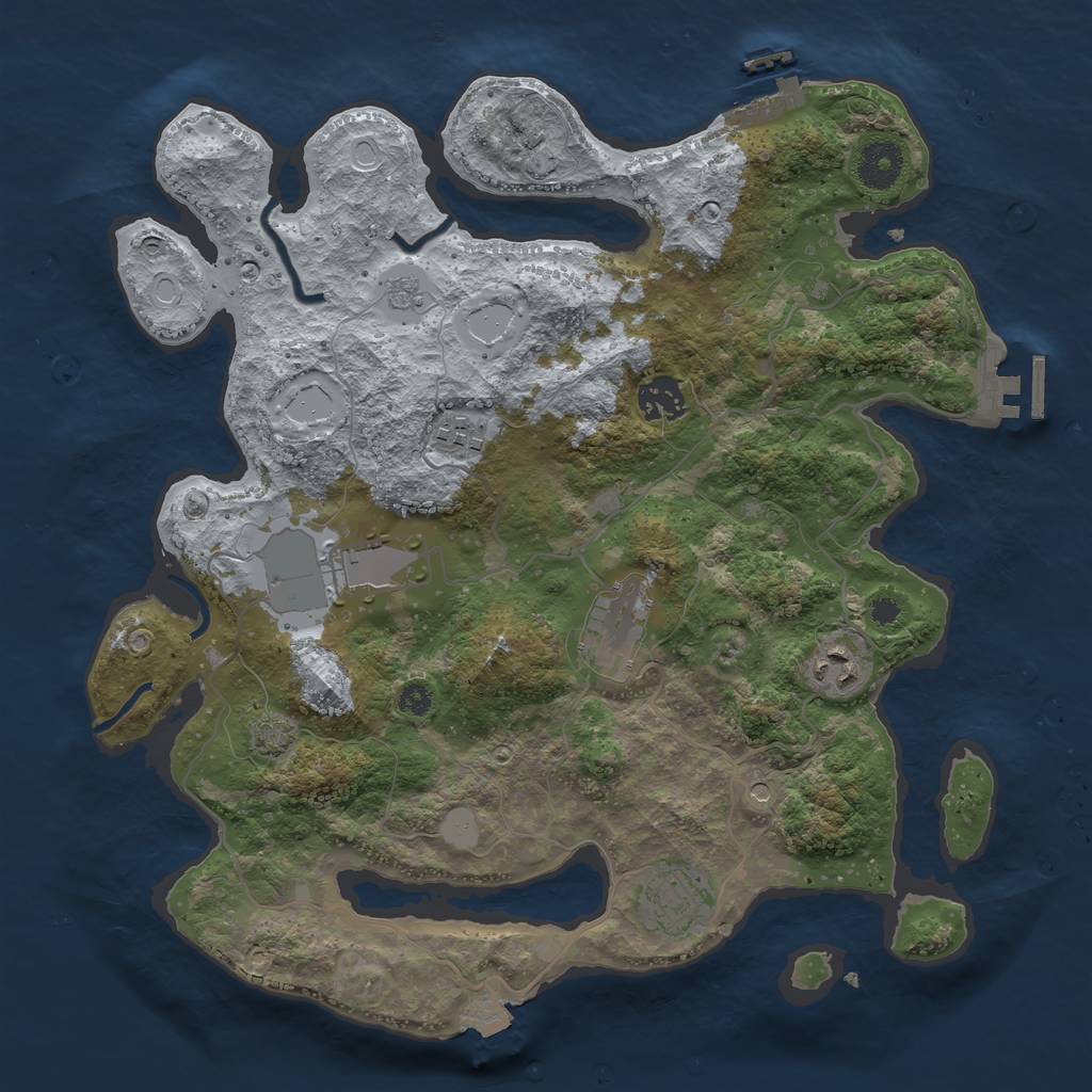 Rust Map: Procedural Map, Size: 3500, Seed: 2095930245, 14 Monuments