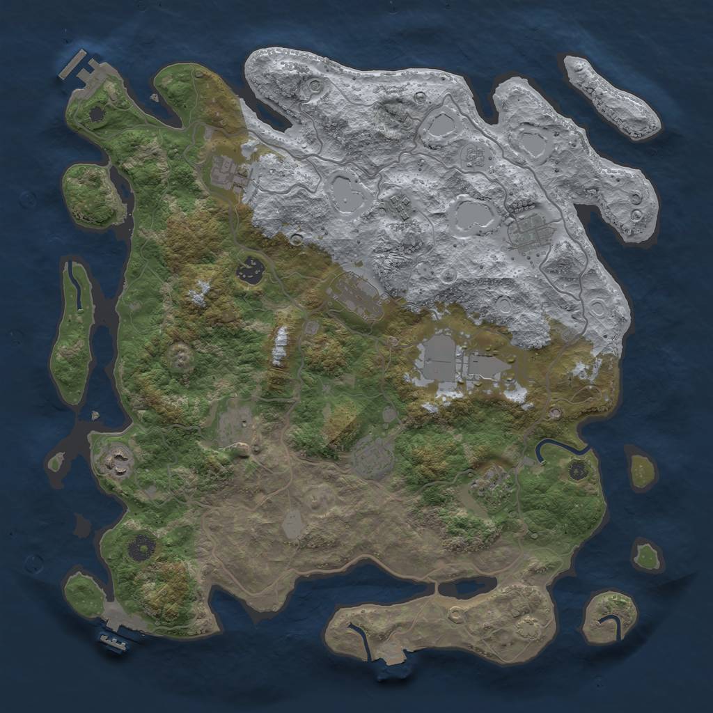 Rust Map: Procedural Map, Size: 4000, Seed: 223949878, 18 Monuments