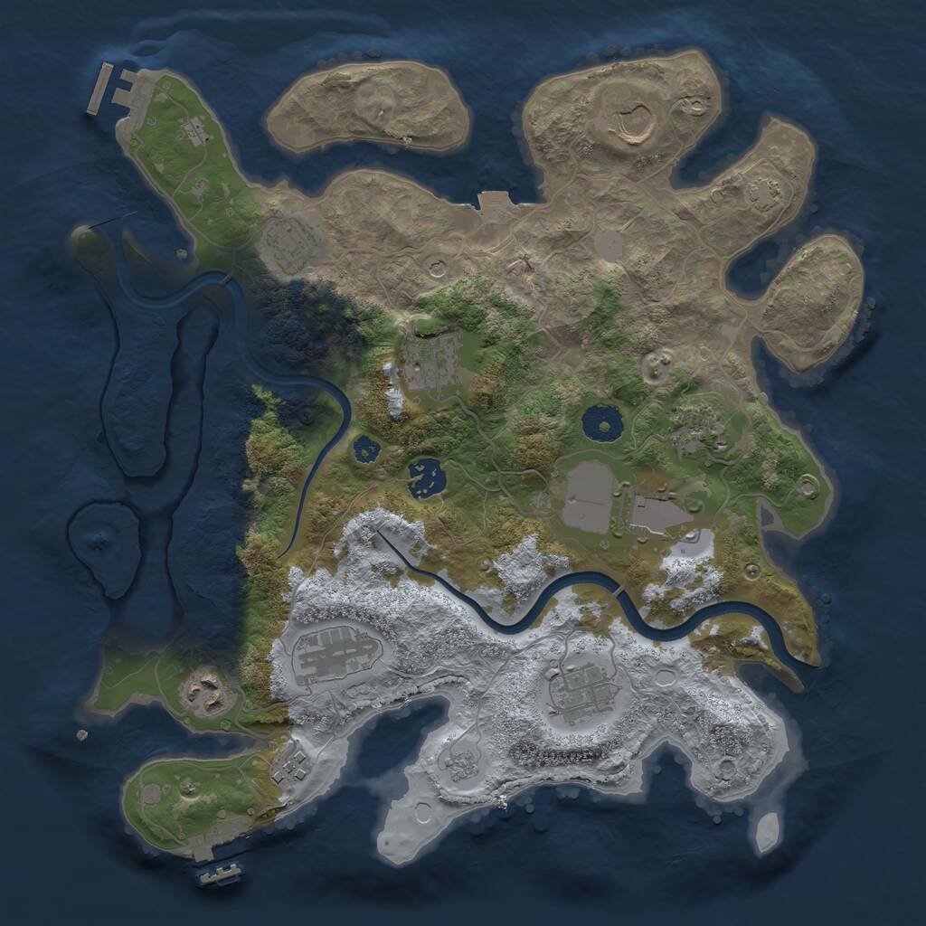 Rust Map: Procedural Map, Size: 3500, Seed: 951461881, 16 Monuments