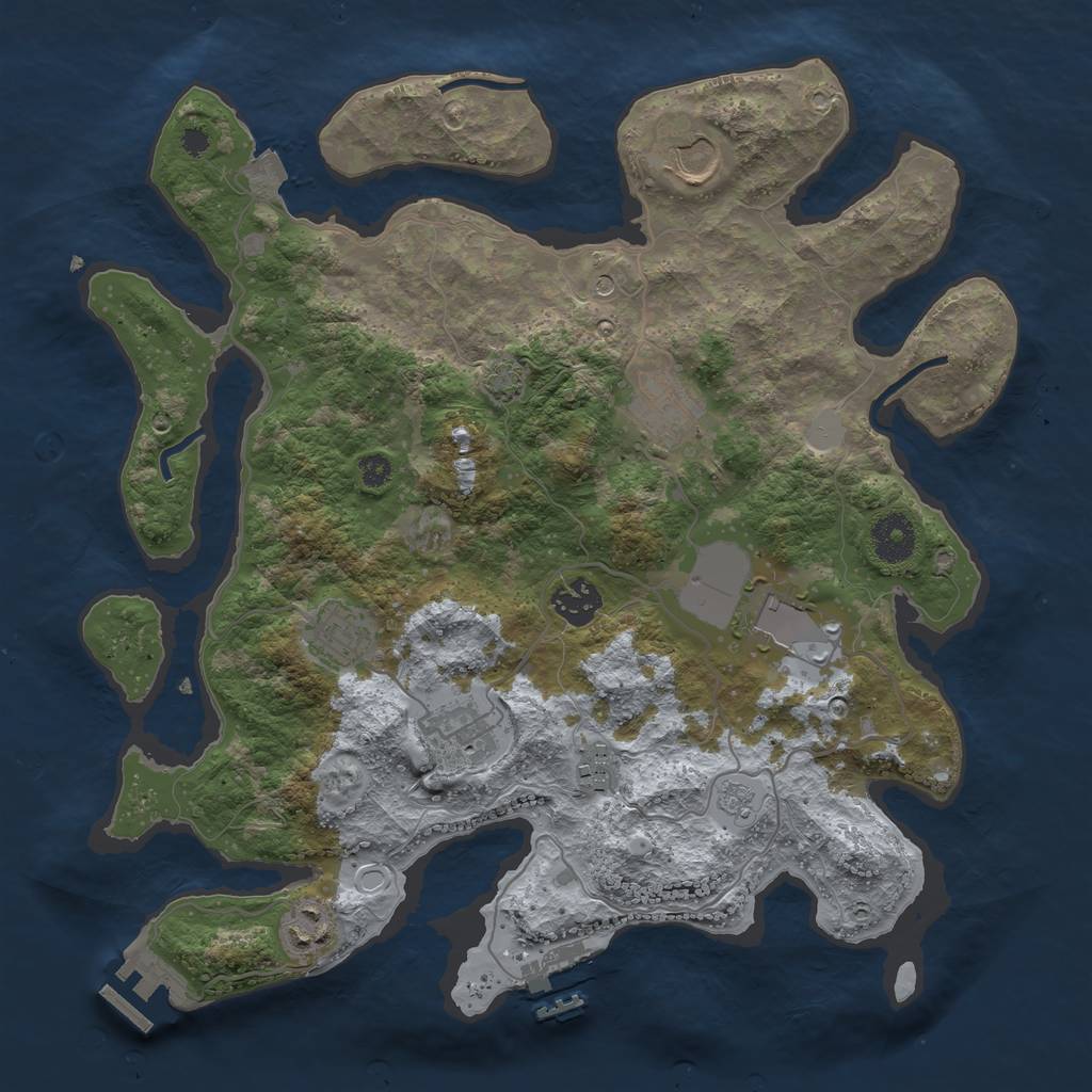 Rust Map: Procedural Map, Size: 3500, Seed: 951461881, 16 Monuments