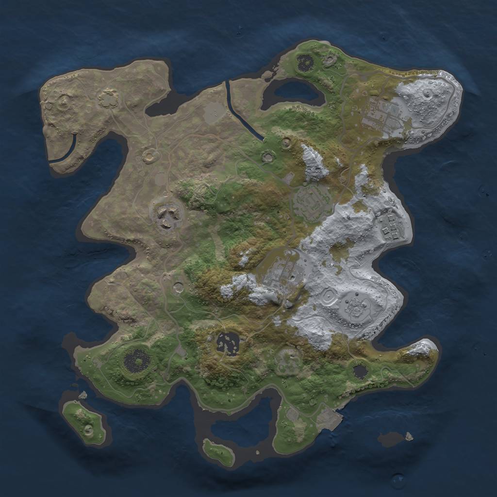 Rust Map: Procedural Map, Size: 3000, Seed: 153556, 12 Monuments