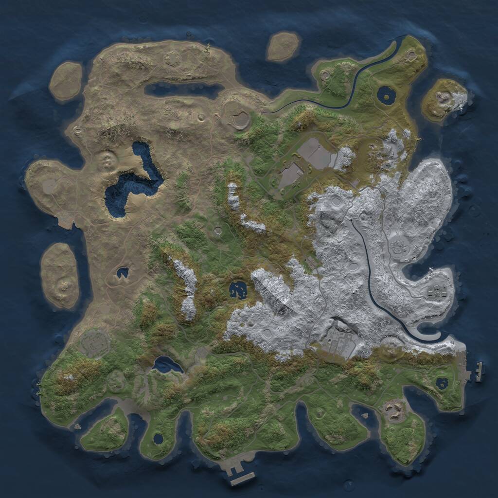 Rust Map: Procedural Map, Size: 4000, Seed: 24908, 14 Monuments