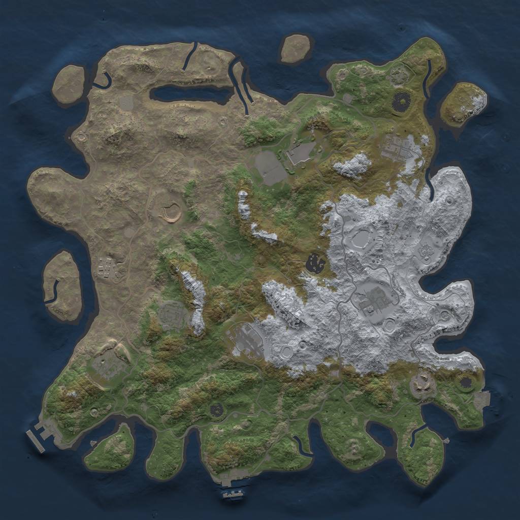 Rust Map: Procedural Map, Size: 4000, Seed: 24908, 18 Monuments