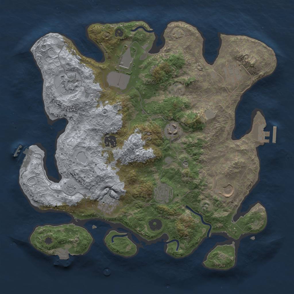 Rust Map: Procedural Map, Size: 3500, Seed: 427663357, 16 Monuments