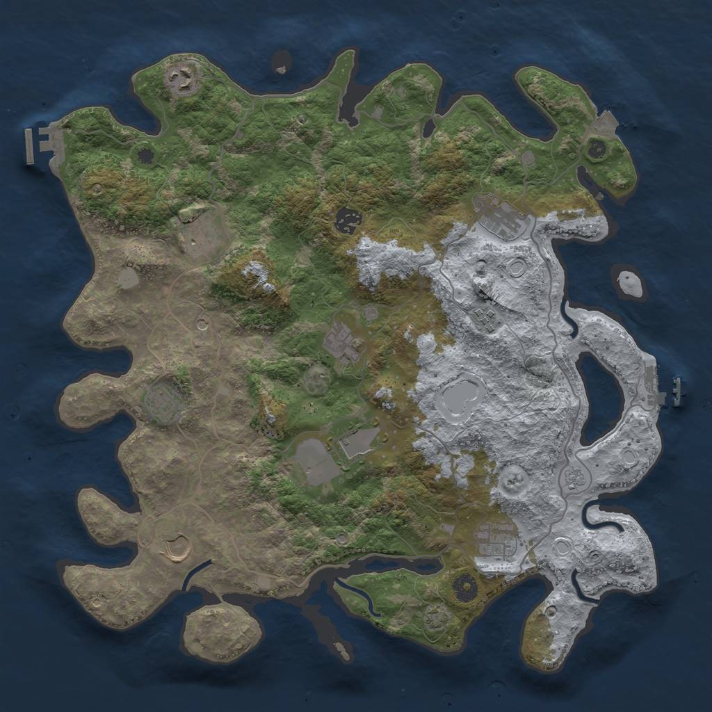 Rust Map: Procedural Map, Size: 4000, Seed: 1444566110, 18 Monuments