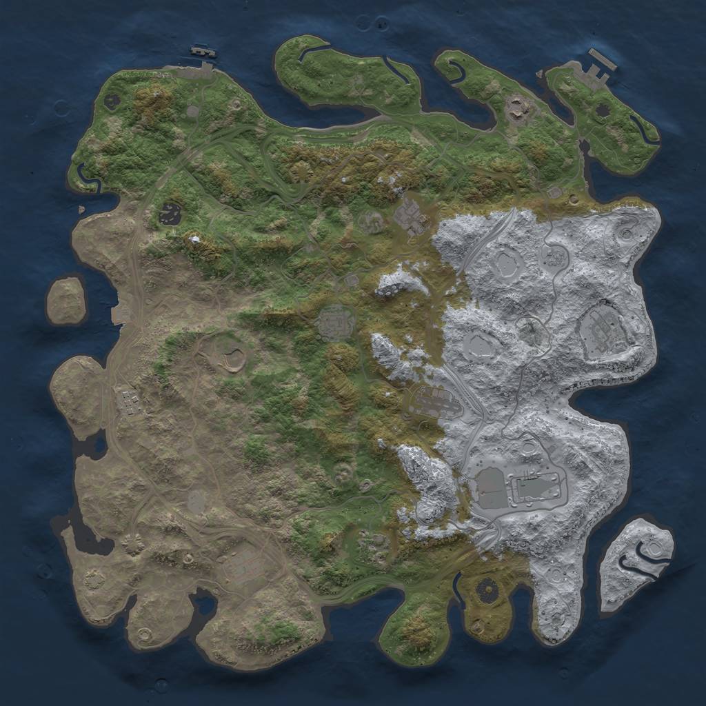 Rust Map: Procedural Map, Size: 4500, Seed: 698852387, 19 Monuments