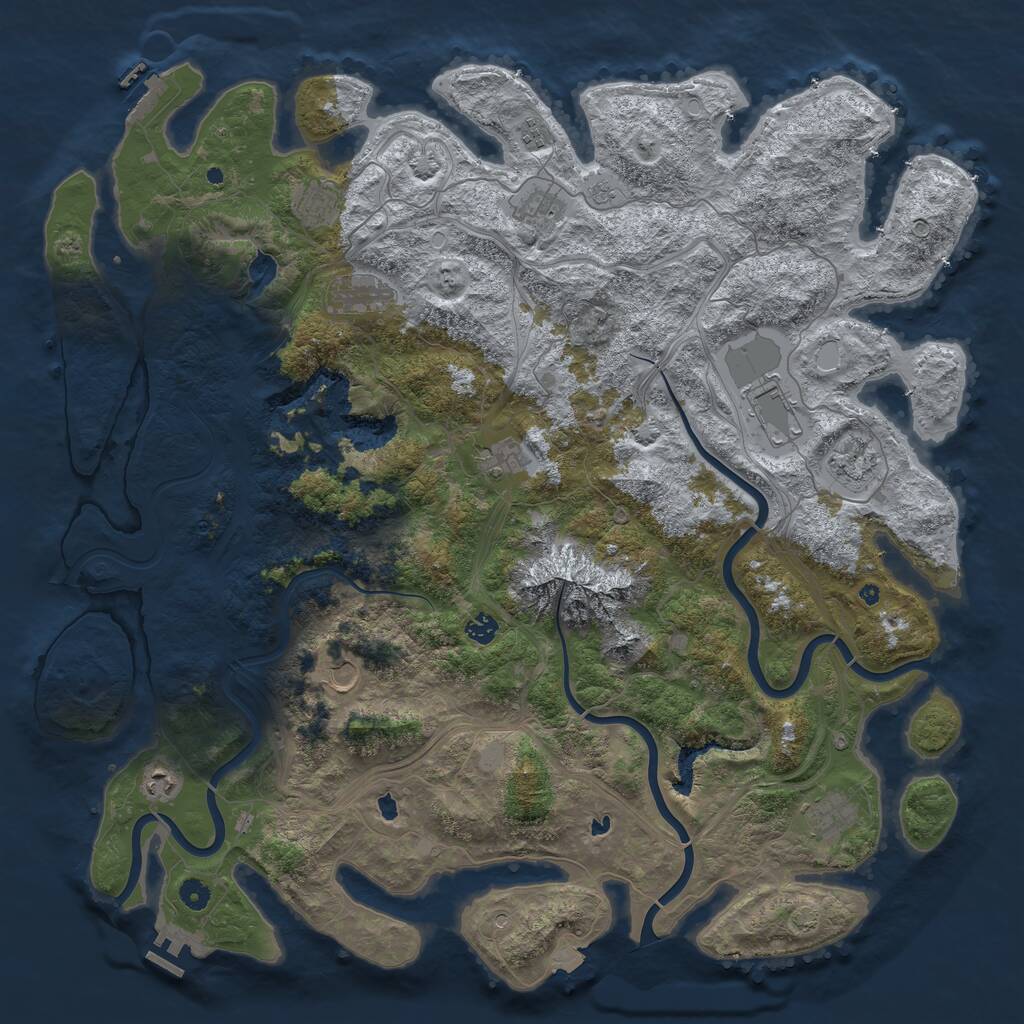 Rust Map: Procedural Map, Size: 5000, Seed: 25786, 19 Monuments