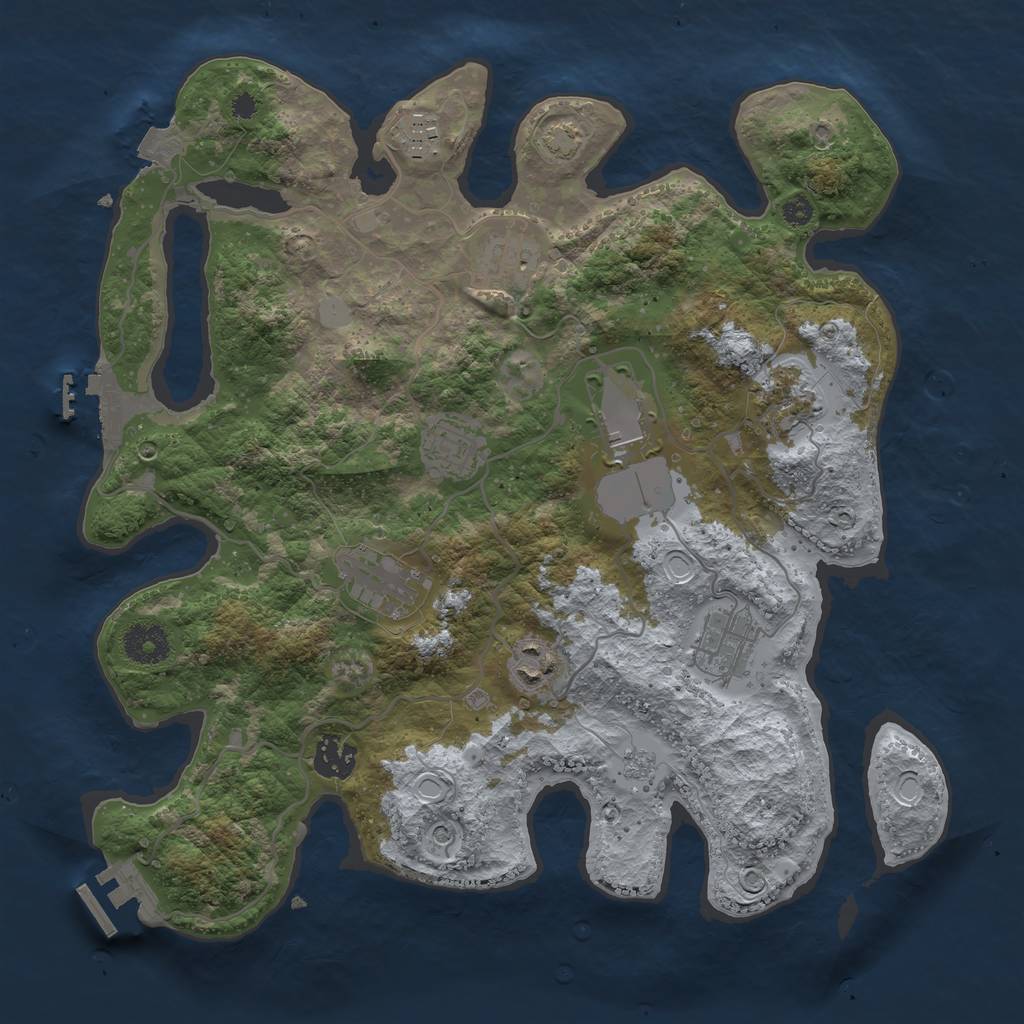 Rust Map: Procedural Map, Size: 3500, Seed: 2127727744, 17 Monuments