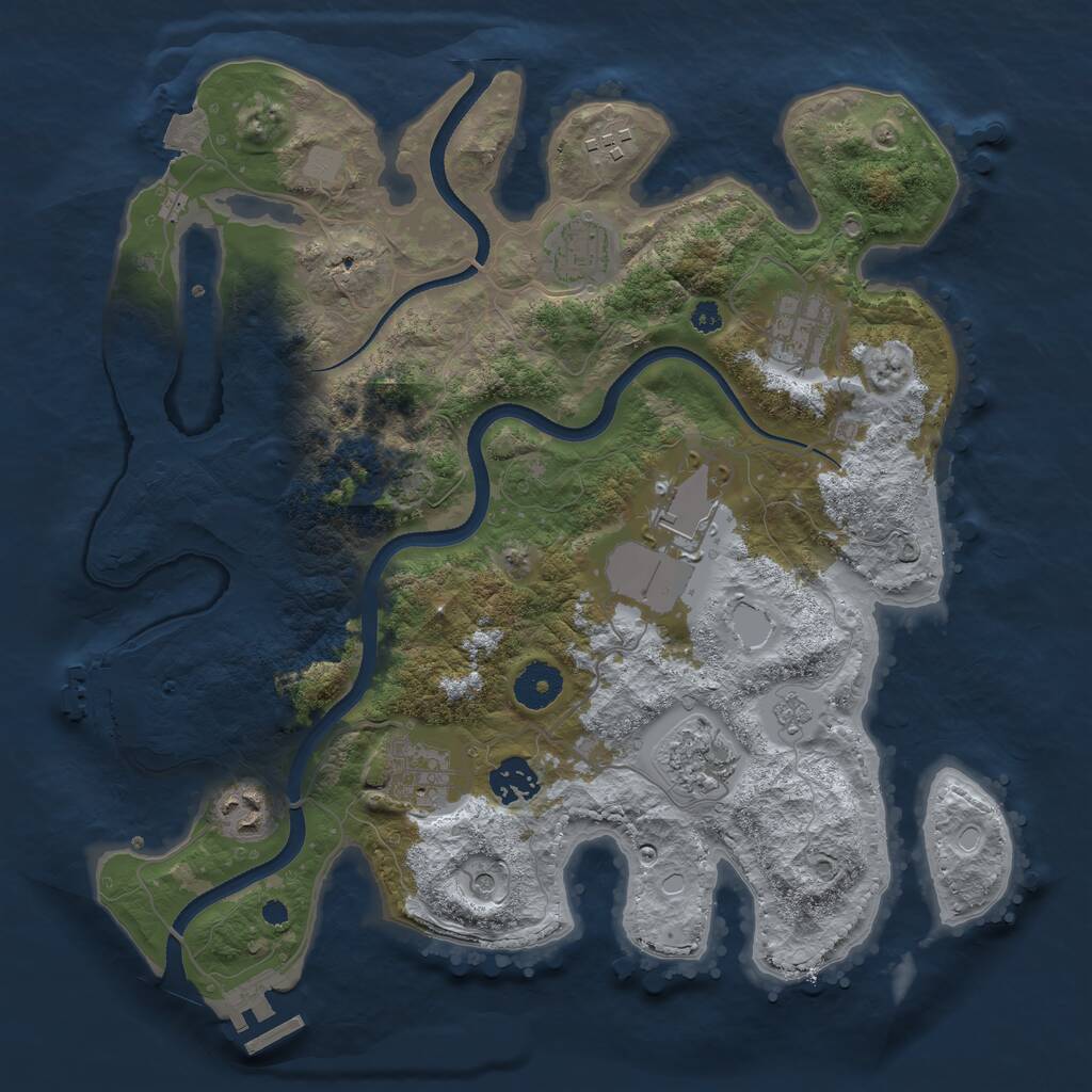 Rust Map: Procedural Map, Size: 3500, Seed: 2127727744, 16 Monuments