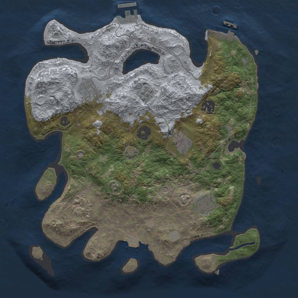 Rust Map: Procedural Map, Size: 3200, Seed: 17762077, 14 Monuments