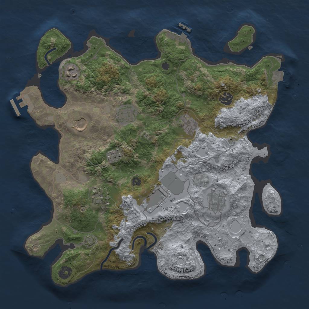 Rust Map: Procedural Map, Size: 3500, Seed: 2132149306, 17 Monuments