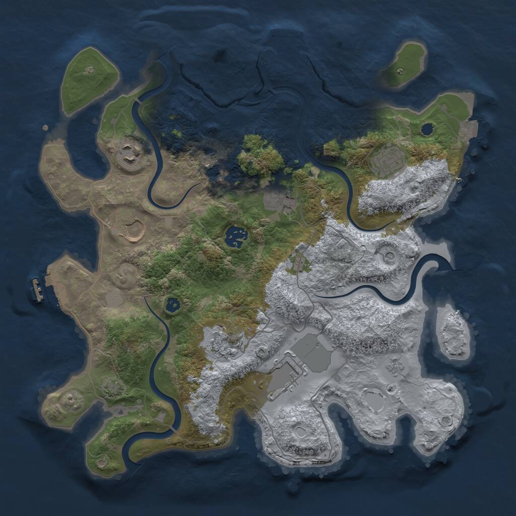 Rust Map: Procedural Map, Size: 3500, Seed: 2132149306, 16 Monuments