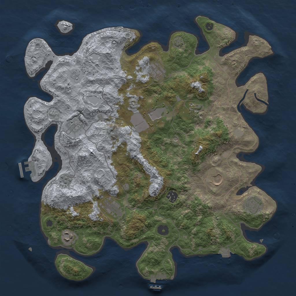 Rust Map: Procedural Map, Size: 4000, Seed: 1197961114, 18 Monuments