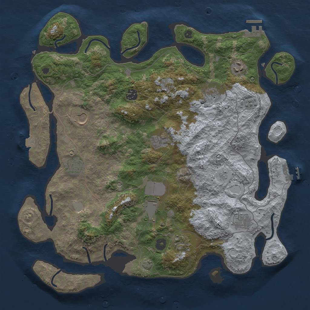 Rust Map: Procedural Map, Size: 4000, Seed: 28281089, 18 Monuments