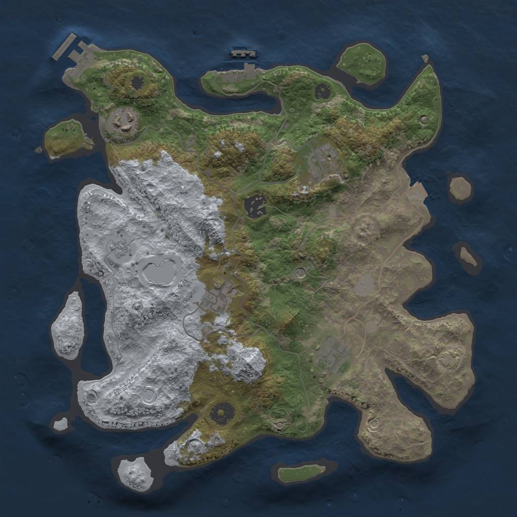 Rust Map: Procedural Map, Size: 3300, Seed: 1815232805, 13 Monuments