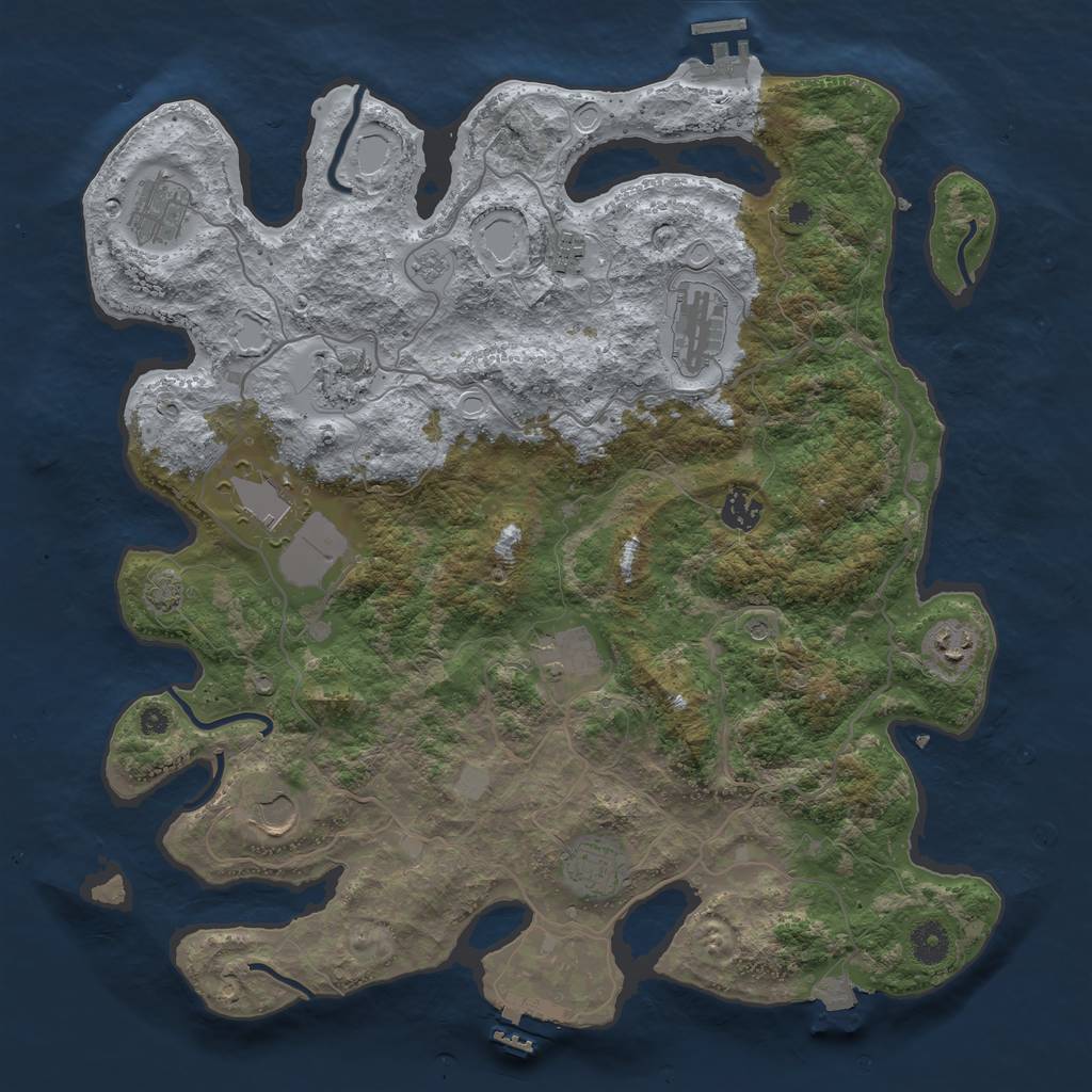 Rust Map: Procedural Map, Size: 4000, Seed: 833238176, 18 Monuments