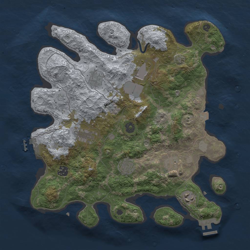 Rust Map: Procedural Map, Size: 3500, Seed: 802900158, 16 Monuments