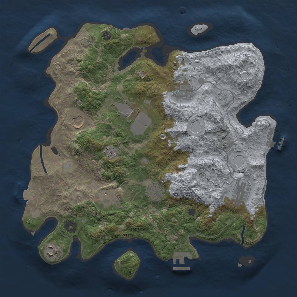 Rust Map: Procedural Map, Size: 3500, Seed: 472516244, 16 Monuments