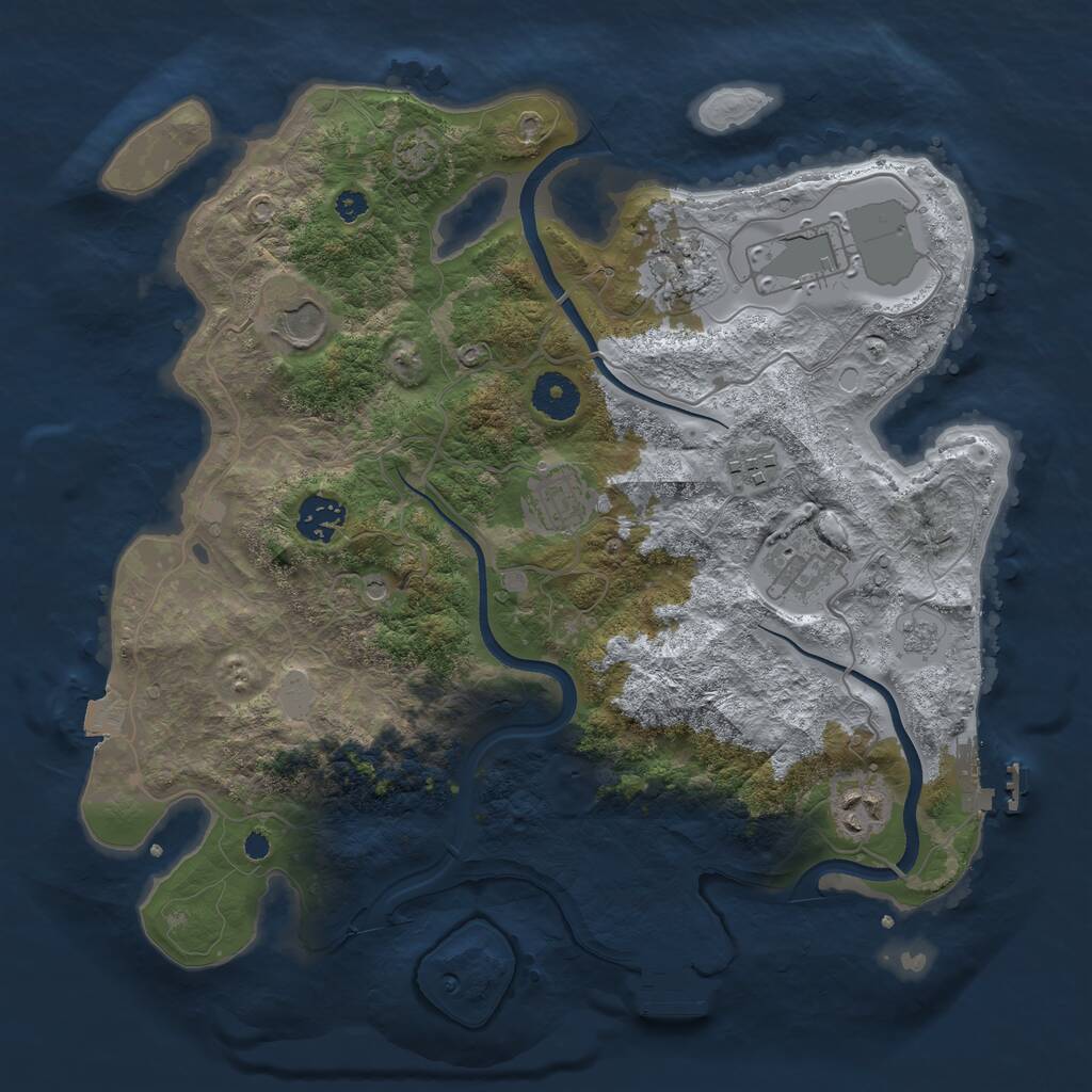 Rust Map: Procedural Map, Size: 3500, Seed: 472516244, 14 Monuments