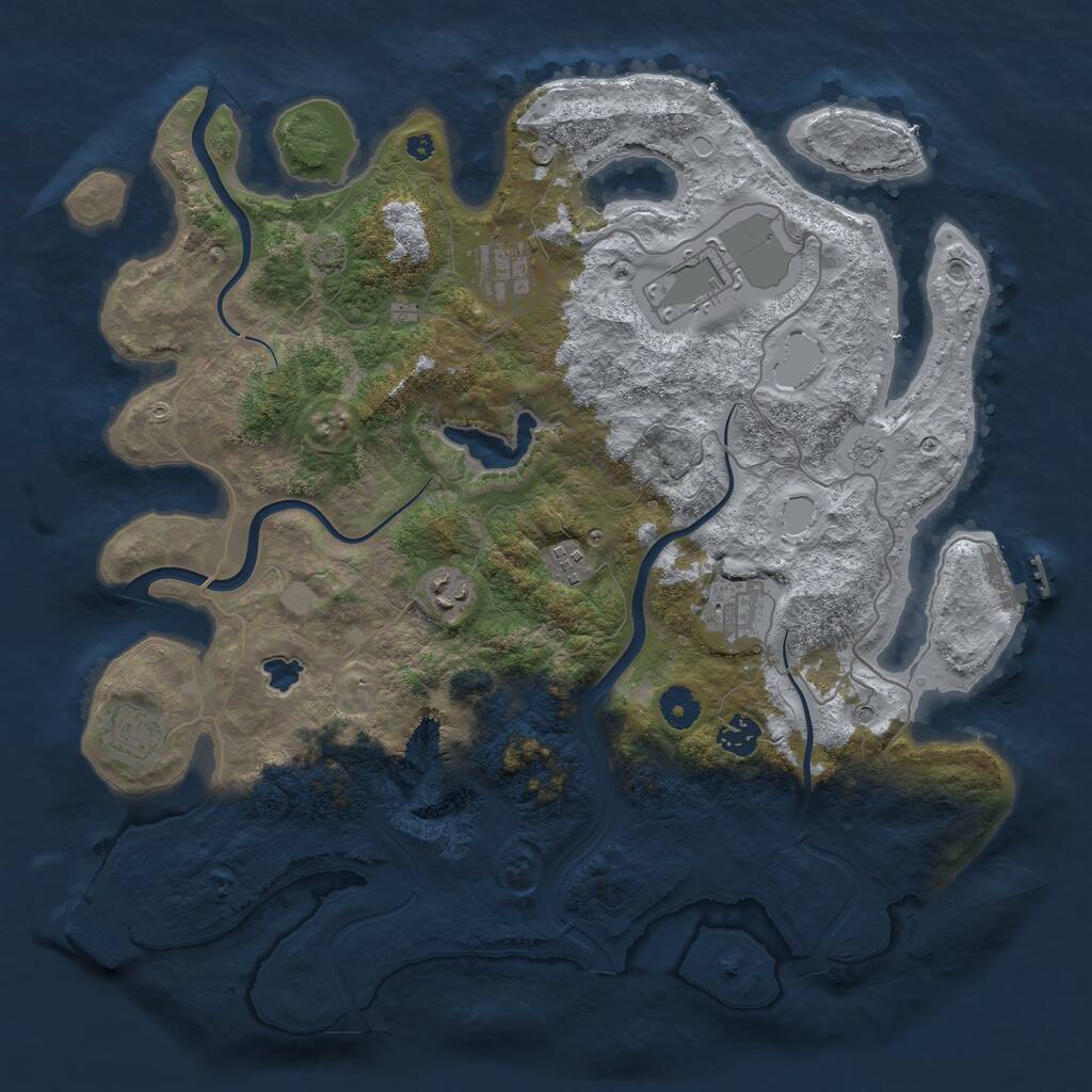 Rust Map: Procedural Map, Size: 4000, Seed: 16345, 13 Monuments