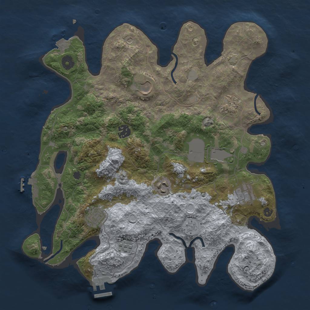 Rust Map: Procedural Map, Size: 3500, Seed: 1454371005, 16 Monuments