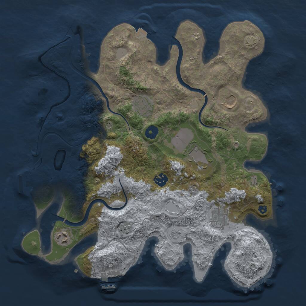 Rust Map: Procedural Map, Size: 3500, Seed: 1454371005, 13 Monuments
