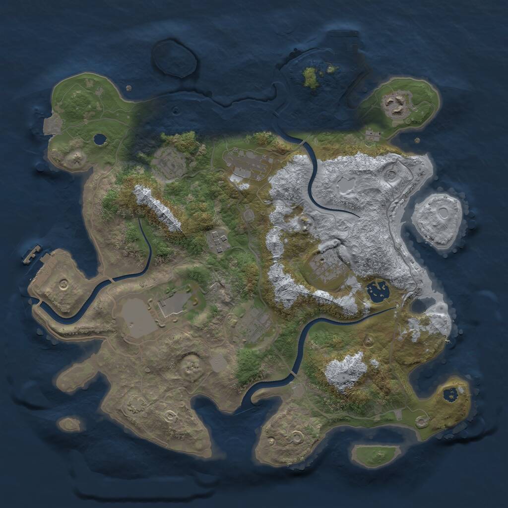 Rust Map: Procedural Map, Size: 3500, Seed: 6363, 13 Monuments
