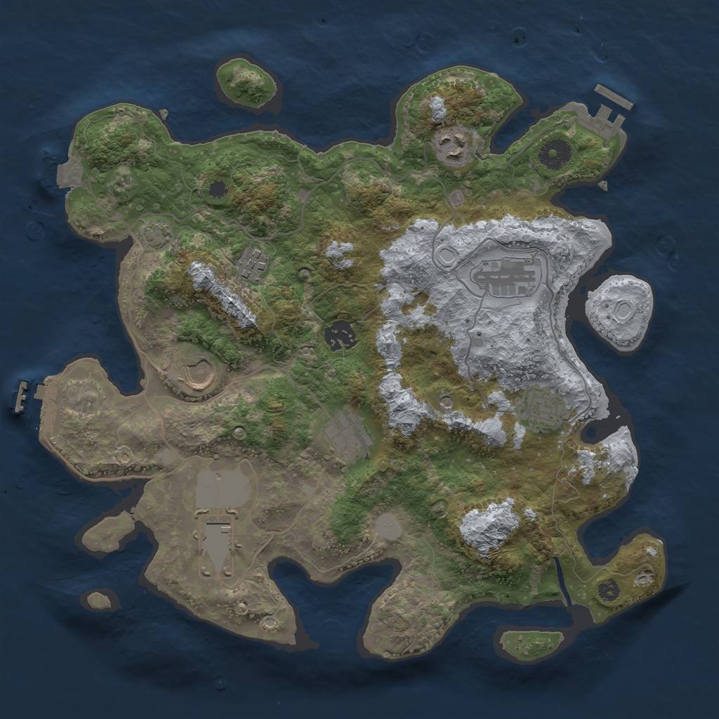 Rust Map: Procedural Map, Size: 3500, Seed: 6363, 15 Monuments