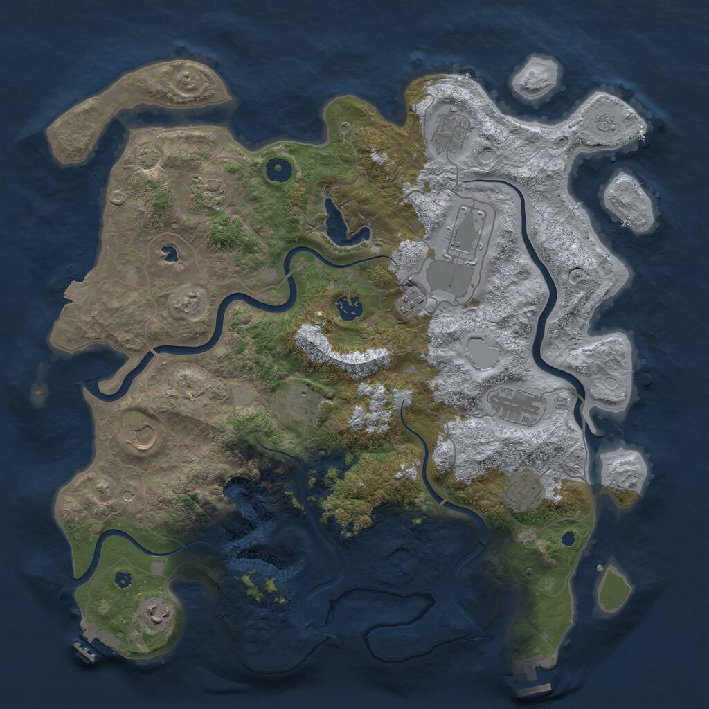 Rust Map: Procedural Map, Size: 4200, Seed: 32864684, 16 Monuments